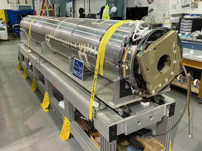 MQXFA assembled magnet (Image: Daniel Cheng, LBNL)